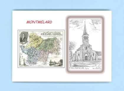 Cartes Postales impression Noir avec dpartement sur la ville de MONTMELARD Titre : eglise