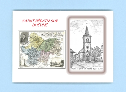 Cartes Postales impression Noir avec dpartement sur la ville de ST BERAIN SUR DHEUNE Titre : eglise