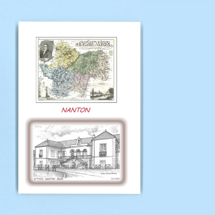 Cartes Postales impression Noir avec dpartement sur la ville de NANTON Titre : mairie