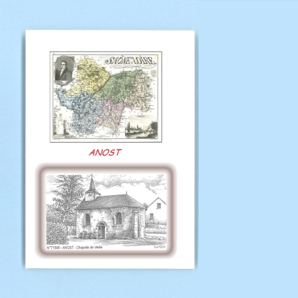 Cartes Postales impression Noir avec dpartement sur la ville de ANOST Titre : chapelle de velee