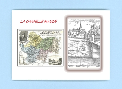 Cartes Postales impression Noir avec dpartement sur la ville de LA CHAPELLE NAUDE Titre : eglise