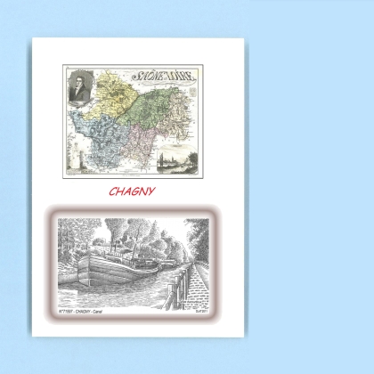 Cartes Postales impression Noir avec dpartement sur la ville de CHAGNY Titre : canal