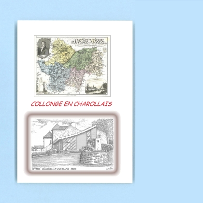 Cartes Postales impression Noir avec dpartement sur la ville de COLLONGE EN CHAROLLAIS Titre : mairie