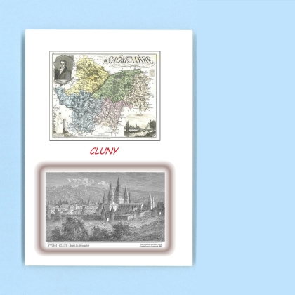 Cartes Postales impression Noir avec dpartement sur la ville de CLUNY Titre : avant la revolution