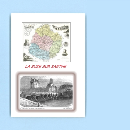 Cartes Postales impression Noir avec dpartement sur la ville de LA SUZE SUR SARTHE Titre : vue