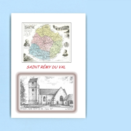 Cartes Postales impression Noir avec dpartement sur la ville de ST REMY DU VAL Titre : eglise 13e