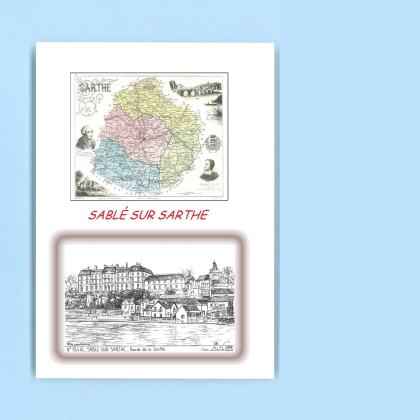 Cartes Postales impression Noir avec dpartement sur la ville de SABLE SUR SARTHE Titre : bords de la sarthe