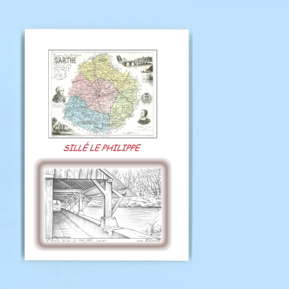 Cartes Postales impression Noir avec dpartement sur la ville de SILLE LE PHILIPPE Titre : lavoir