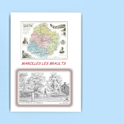 Cartes Postales impression Noir avec dpartement sur la ville de MAROLLES LES BRAULTS Titre : vue