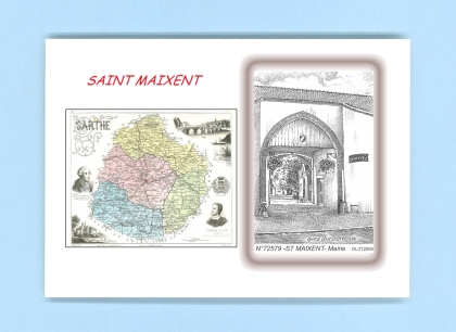 Cartes Postales impression Noir avec dpartement sur la ville de ST MAIXENT Titre : mairie