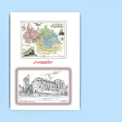 Cartes Postales impression Noir avec dpartement sur la ville de CHAMBERY Titre : chateau des ducs
