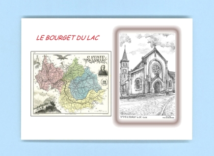 Cartes Postales impression Noir avec dpartement sur la ville de LE BOURGET DU LAC Titre : eglise