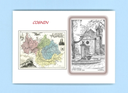 Cartes Postales impression Noir avec dpartement sur la ville de COGNIN Titre : eglise