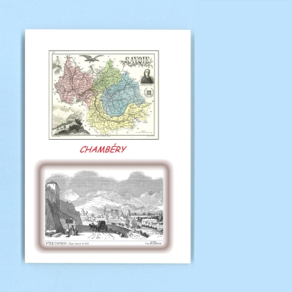 Cartes Postales impression Noir avec dpartement sur la ville de CHAMBERY Titre : vue