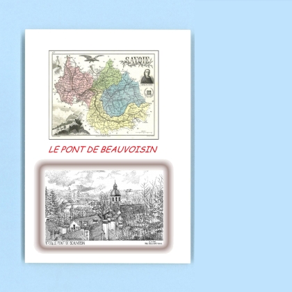 Cartes Postales impression Noir avec dpartement sur la ville de LE PONT DE BEAUVOISIN Titre : vue