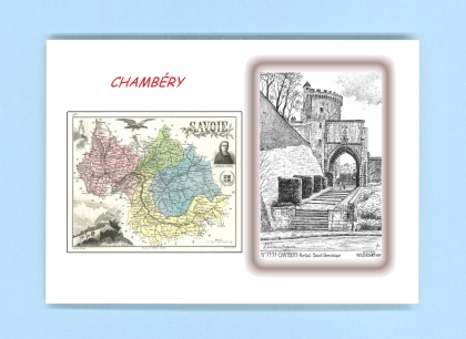 Cartes Postales impression Noir avec dpartement sur la ville de CHAMBERY Titre : portail st dominique