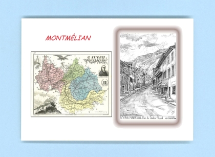 Cartes Postales impression Noir avec dpartement sur la ville de MONTMELIAN Titre : rue du docteur veyrat