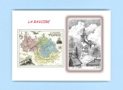Cartes Postales impression Noir avec dpartement sur la ville de LA RAVOIRE Titre : vue