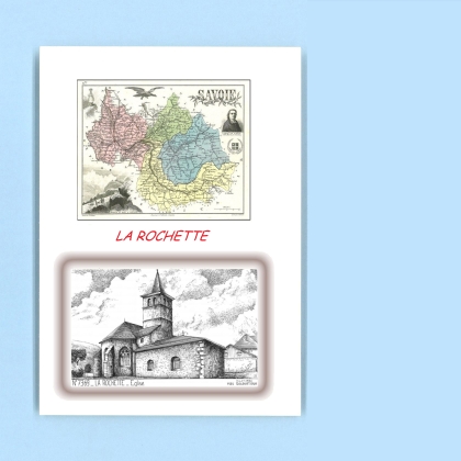 Cartes Postales impression Noir avec dpartement sur la ville de LA ROCHETTE Titre : eglise