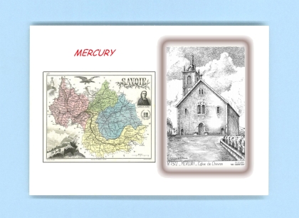 Cartes Postales impression Noir avec dpartement sur la ville de MERCURY Titre : eglise de chevron
