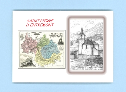 Cartes Postales impression Noir avec dpartement sur la ville de ST PIERRE D ENTREMONT Titre : eglise