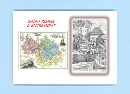 Cartes Postales impression Noir avec dpartement sur la ville de ST PIERRE D ENTREMONT Titre : vue