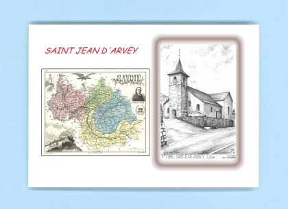 Cartes Postales impression Noir avec dpartement sur la ville de ST JEAN D ARVEY Titre : eglise