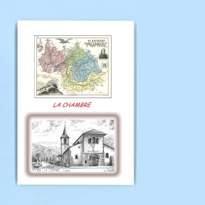Cartes Postales impression Noir avec dpartement sur la ville de LA CHAMBRE Titre : eglise