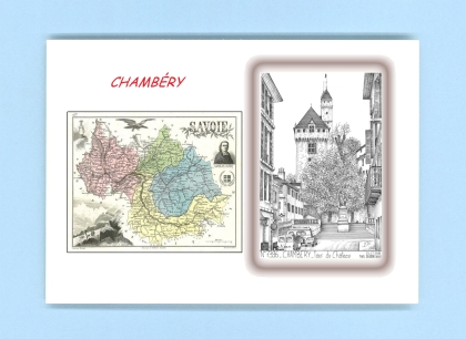 Cartes Postales impression Noir avec dpartement sur la ville de CHAMBERY Titre : tour du chateau