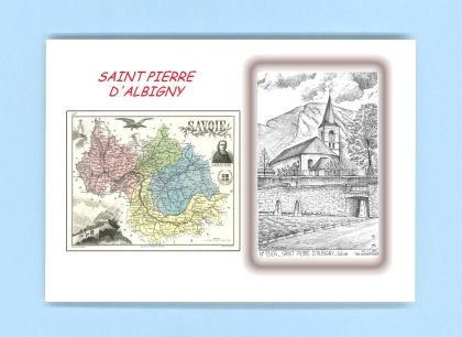 Cartes Postales impression Noir avec dpartement sur la ville de ST PIERRE D ALBIGNY Titre : eglise