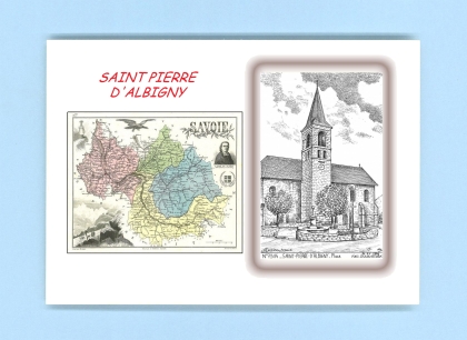 Cartes Postales impression Noir avec dpartement sur la ville de ST PIERRE D ALBIGNY Titre : place