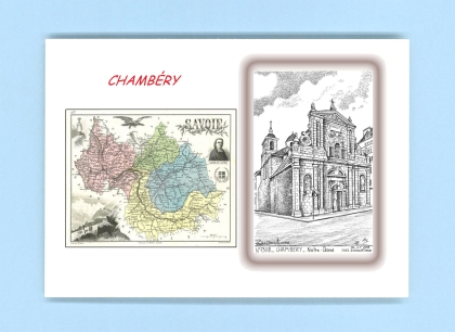 Cartes Postales impression Noir avec dpartement sur la ville de CHAMBERY Titre : notre dame