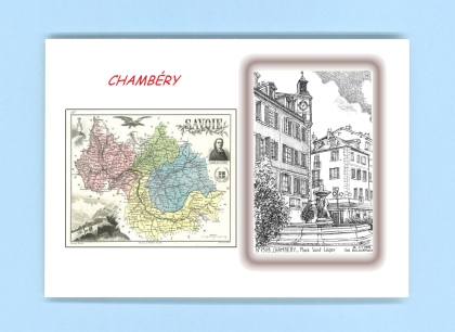Cartes Postales impression Noir avec dpartement sur la ville de CHAMBERY Titre : place st leger