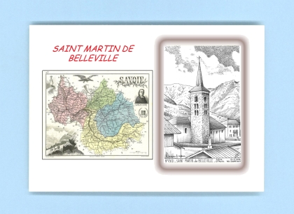 Cartes Postales impression Noir avec dpartement sur la ville de ST MARTIN DE BELLEVILLE Titre : eglise st martin