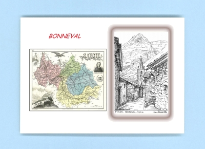 Cartes Postales impression Noir avec dpartement sur la ville de BONNEVAL Titre : eglise