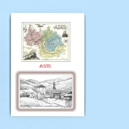 Cartes Postales impression Noir avec dpartement sur la ville de BOZEL Titre : vue