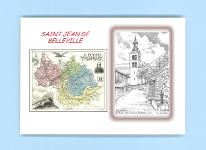 Cartes Postales impression Noir avec dpartement sur la ville de ST JEAN DE BELLEVILLE Titre : eglise
