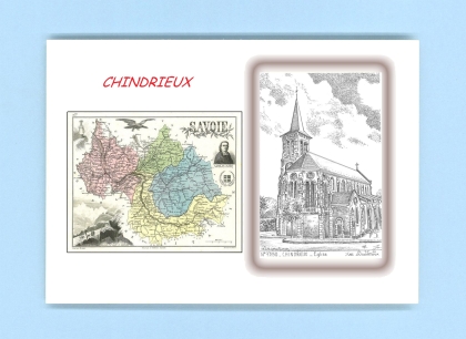 Cartes Postales impression Noir avec dpartement sur la ville de CHINDRIEUX Titre : eglise