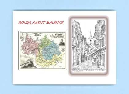 Cartes Postales impression Noir avec dpartement sur la ville de BOURG ST MAURICE Titre : vue