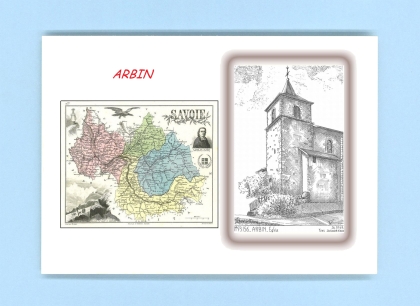 Cartes Postales impression Noir avec dpartement sur la ville de ARBIN Titre : eglise