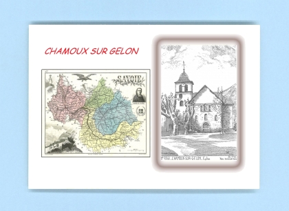 Cartes Postales impression Noir avec dpartement sur la ville de CHAMOUX SUR GELON Titre : eglise