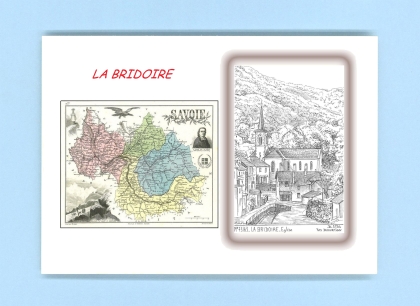 Cartes Postales impression Noir avec dpartement sur la ville de LA BRIDOIRE Titre : eglise