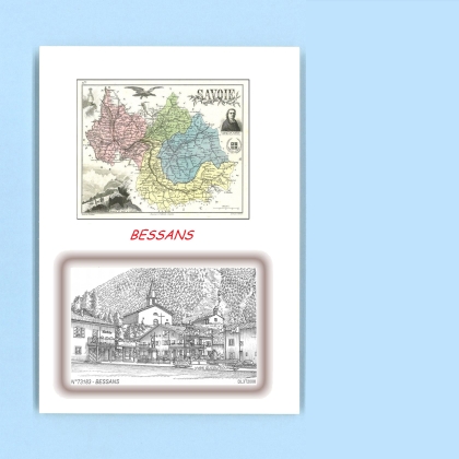 Cartes Postales impression Noir avec dpartement sur la ville de BESSANS Titre : vue