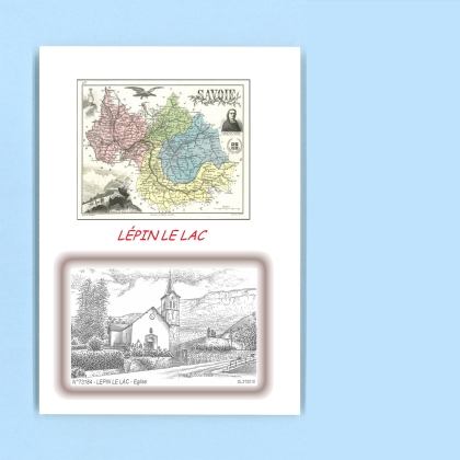 Cartes Postales impression Noir avec dpartement sur la ville de LEPIN LE LAC Titre : eglise