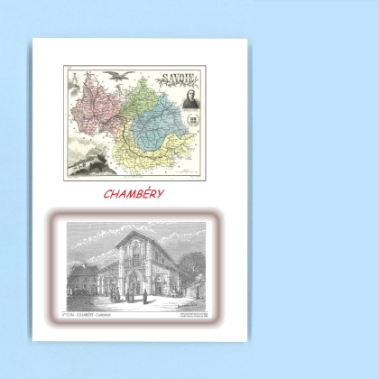 Cartes Postales impression Noir avec dpartement sur la ville de CHAMBERY Titre : cathedrale