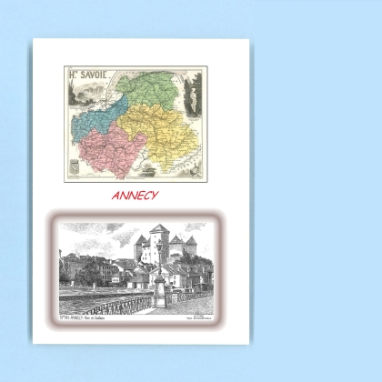 Cartes Postales impression Noir avec dpartement sur la ville de ANNECY Titre : port et chateau