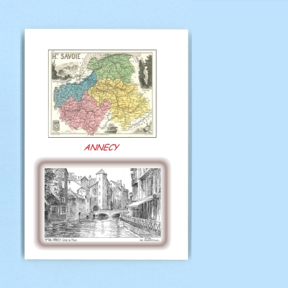 Cartes Postales impression Noir avec dpartement sur la ville de ANNECY Titre : canal du thiou