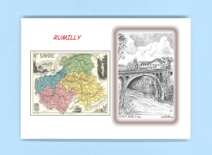 Cartes Postales impression Noir avec dpartement sur la ville de RUMILLY Titre : pont