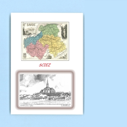 Cartes Postales impression Noir avec dpartement sur la ville de SCIEZ Titre : eglise