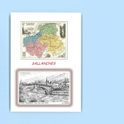 Cartes Postales impression Noir avec dpartement sur la ville de SALLANCHES Titre : vieux pont st martin